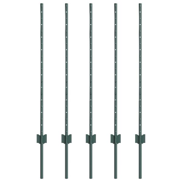 Grote foto vidaxl hekpalen 5 stuks u profiel groen 100 cm staal tuin en terras overige tuin en terras