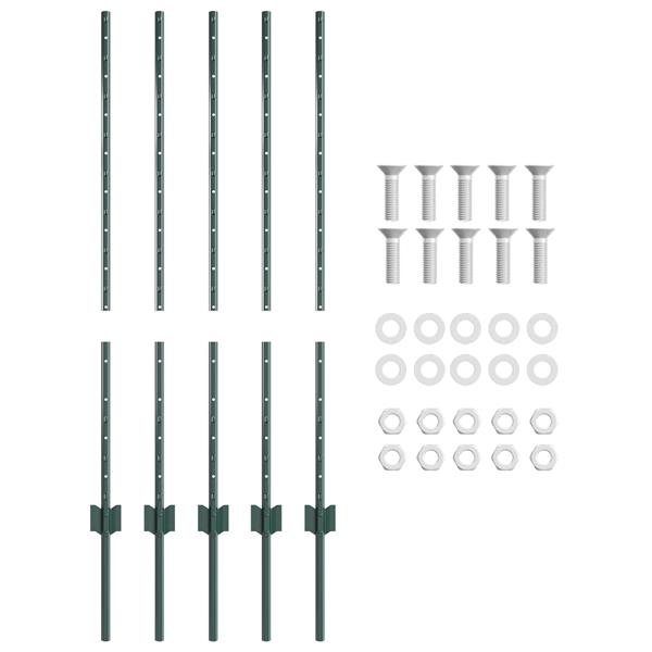 Grote foto vidaxl hekpalen 5 stuks u profiel groen 100 cm staal tuin en terras overige tuin en terras