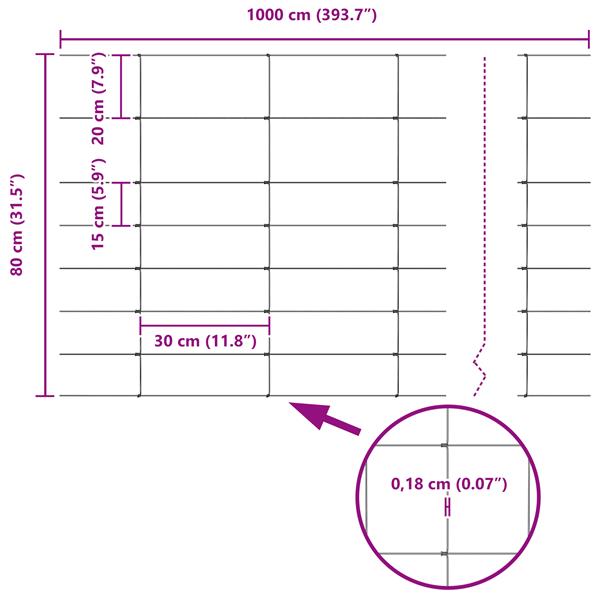 Grote foto vidaxl veldhek 0 8x100 m gegalvaniseerd staal tuin en terras hekken en schuttingen