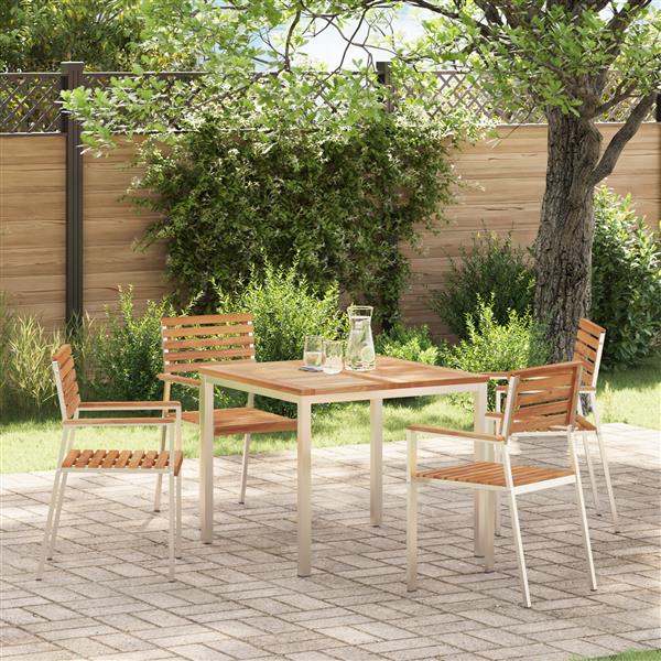 Grote foto vidaxl buitentafel 90x90x74 5 cm van massief teakhout tuin en terras tuinmeubelen