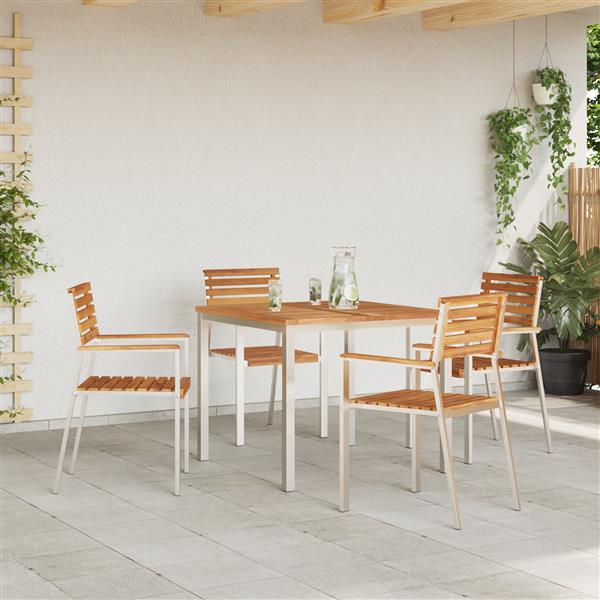Grote foto vidaxl buitentafel 90x90x74 5 cm van massief teakhout tuin en terras tuinmeubelen