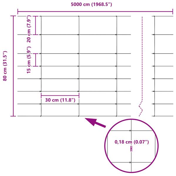 Grote foto vidaxl veldhek 0.8x50 m gegalvaniseerd staal tuin en terras hekken en schuttingen