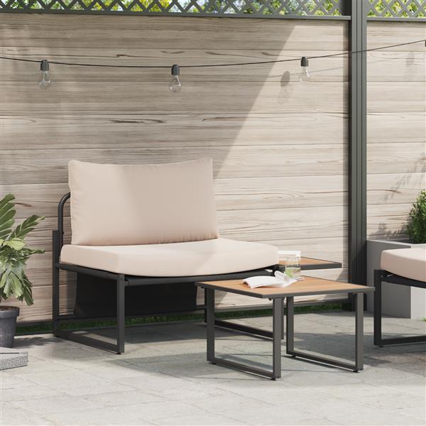 Grote foto vidaxl 2 delige tuinbankenset 1 persoons met taupe kussens tuin en terras tuinmeubelen
