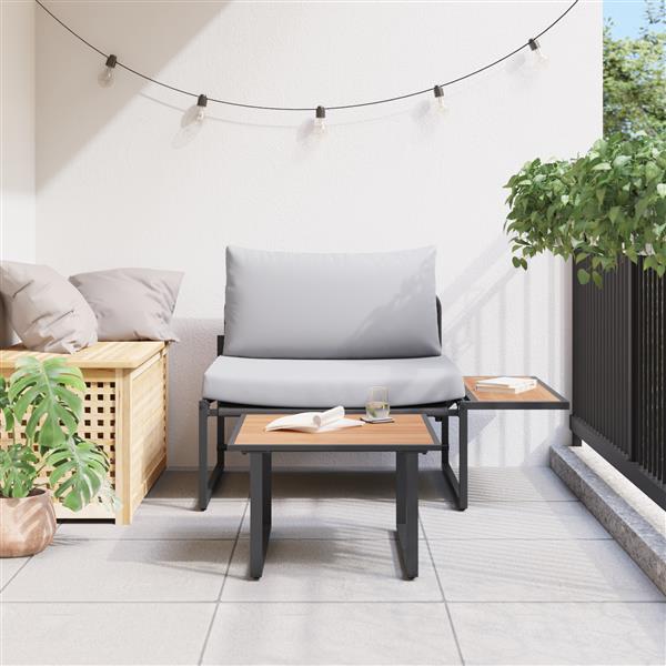 Grote foto vidaxl 2 delige tuinbankenset 1 persoons met lichtgrijze kussens tuin en terras tuinmeubelen