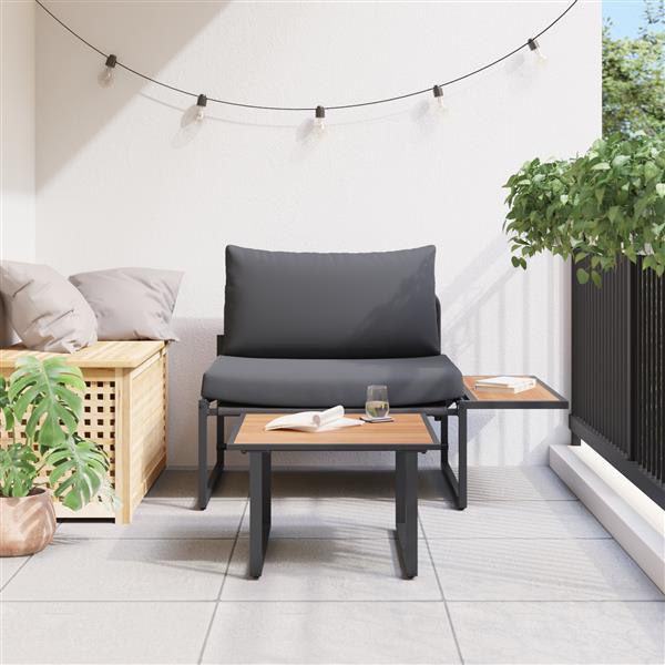 Grote foto vidaxl 2 delige tuinbankenset 1 persoons met antracietkleurige kussens tuin en terras tuinmeubelen