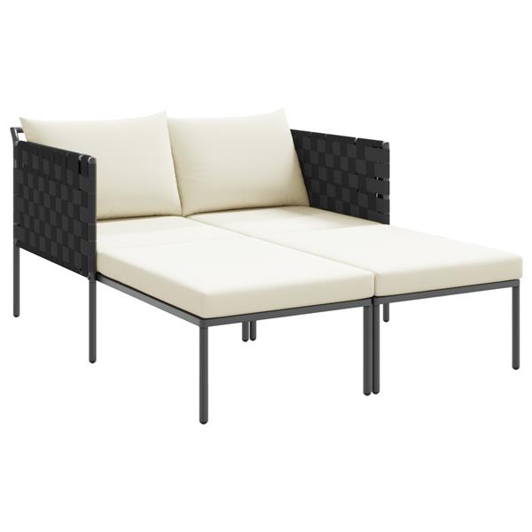 Grote foto vidaxl ligbed 2 persoons met kussens 115x153x69 5 cm staal antraciet tuin en terras tuinmeubelen