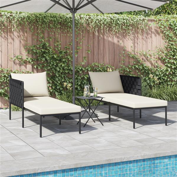 Grote foto vidaxl ligbed 2 persoons met kussens 115x153x69 5 cm staal antraciet tuin en terras tuinmeubelen