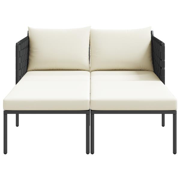 Grote foto vidaxl ligbed 2 persoons met kussens 115x153x69 5 cm staal antraciet tuin en terras tuinmeubelen