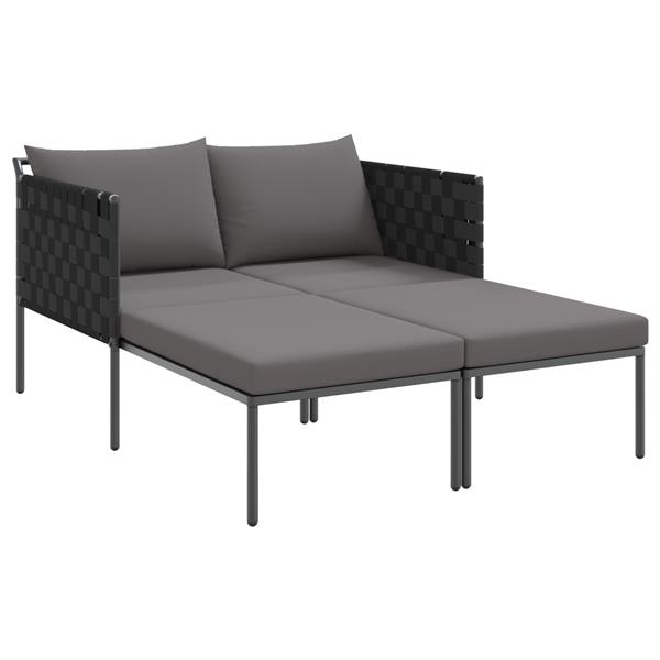 Grote foto vidaxl ligbed 2 persoons met kussens 115x153x69 5 cm staal antraciet tuin en terras tuinmeubelen