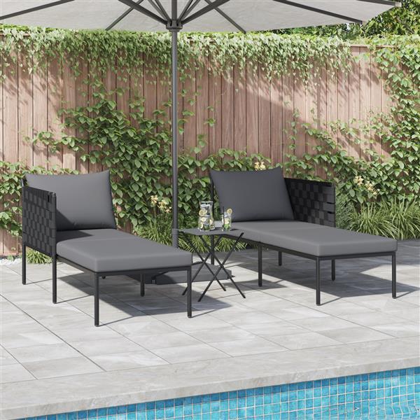 Grote foto vidaxl ligbed 2 persoons met kussens 115x153x69 5 cm staal antraciet tuin en terras tuinmeubelen