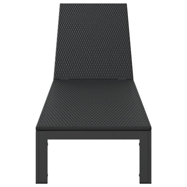 Grote foto vidaxl ligbed met wielen poly rattan zwart tuin en terras tuinmeubelen