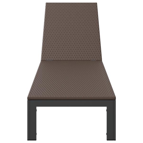 Grote foto vidaxl ligbed met wielen poly rattan bruin tuin en terras tuinmeubelen