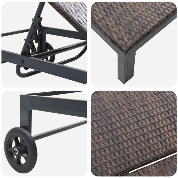 Grote foto vidaxl ligbed met wielen poly rattan bruin tuin en terras tuinmeubelen