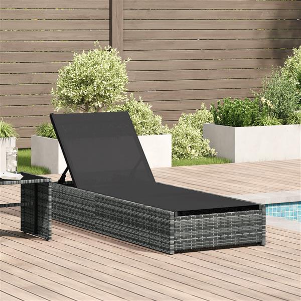 Grote foto vidaxl ligbed 60x200x27 cm poly rattan grijs tuin en terras tuinmeubelen