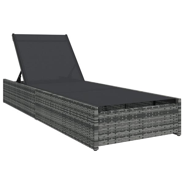 Grote foto vidaxl ligbed 60x200x27 cm poly rattan grijs tuin en terras tuinmeubelen