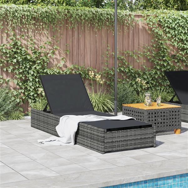 Grote foto vidaxl ligbed 60x200x27 cm poly rattan grijs tuin en terras tuinmeubelen
