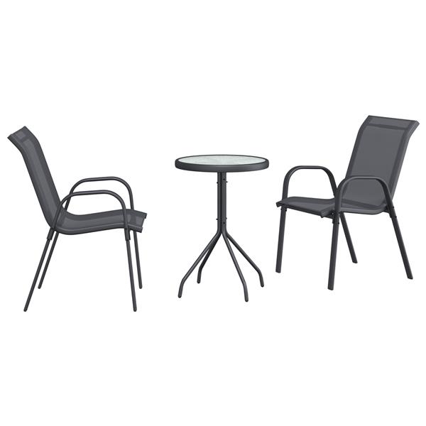 Grote foto vidaxl 3 delige bistro set voor de tuin in anthraciet textilene en staal tuin en terras tuinmeubelen