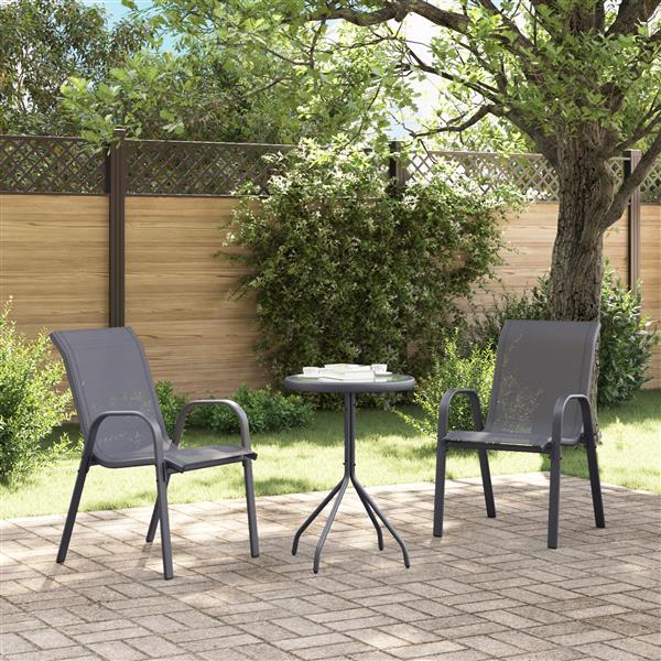 Grote foto vidaxl 3 delige bistro set voor de tuin in anthraciet textilene en staal tuin en terras tuinmeubelen