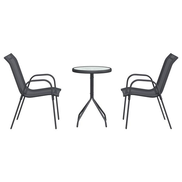 Grote foto vidaxl 3 delige bistro set voor de tuin in anthraciet textilene en staal tuin en terras tuinmeubelen