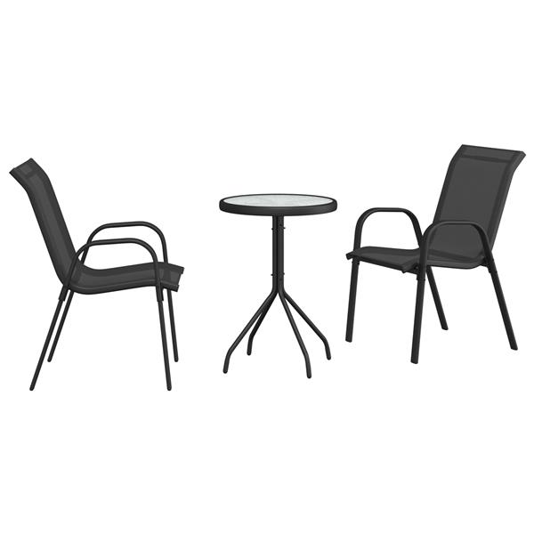 Grote foto vidaxl 3 delige bistroset voor in de tuin zwart textileen en staal tuin en terras tuinmeubelen