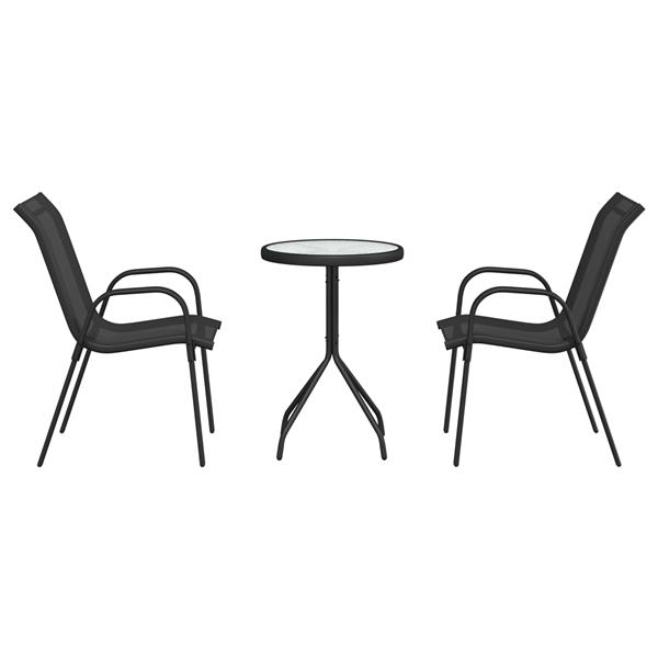 Grote foto vidaxl 3 delige bistroset voor in de tuin zwart textileen en staal tuin en terras tuinmeubelen