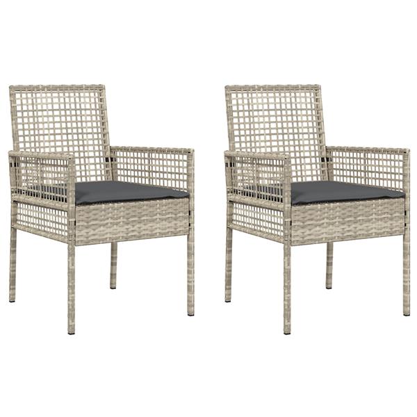 Grote foto vidaxl tuinstoelen 2 st met kussens poly rattan lichtgrijs tuin en terras tuinmeubelen