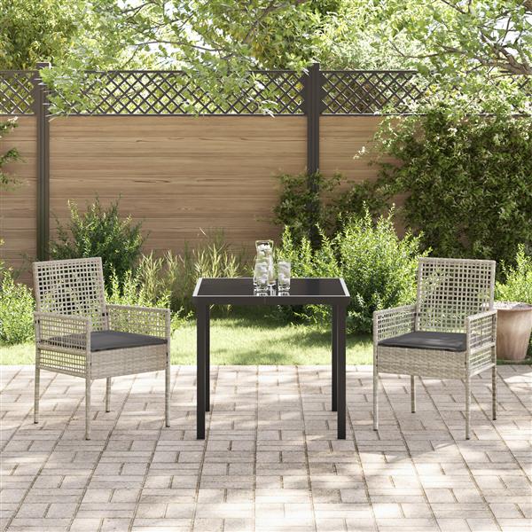 Grote foto vidaxl tuinstoelen 2 st met kussens poly rattan lichtgrijs tuin en terras tuinmeubelen