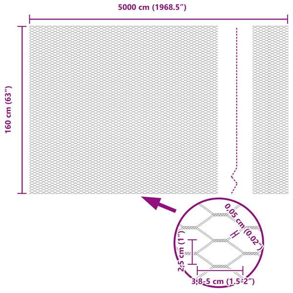 Grote foto vidaxl hexagoon gaas 1 6x50 m gegalvaniseerd staal tuin en terras hekken en schuttingen