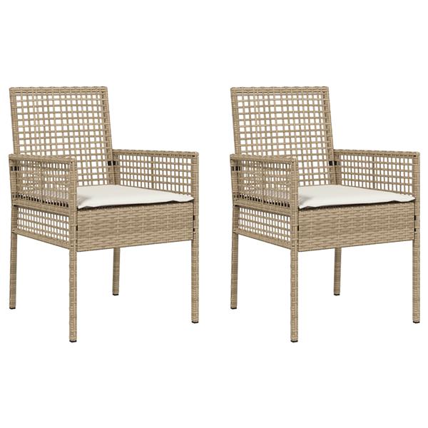 Grote foto vidaxl tuinstoelen 2 st met kussens poly rattan beige tuin en terras tuinmeubelen