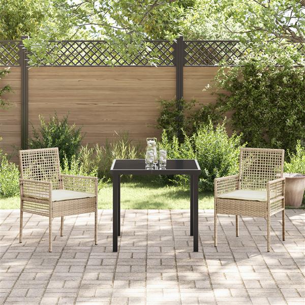 Grote foto vidaxl tuinstoelen 2 st met kussens poly rattan beige tuin en terras tuinmeubelen