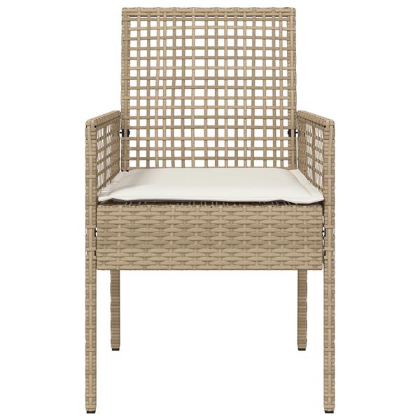 Grote foto vidaxl tuinstoelen 2 st met kussens poly rattan beige tuin en terras tuinmeubelen