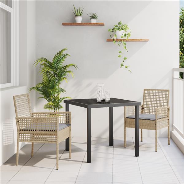 Grote foto vidaxl tuinstoelen 2 st met kussens poly rattan beige tuin en terras tuinmeubelen