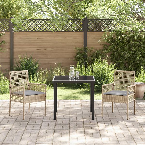 Grote foto vidaxl tuinstoelen 2 st met kussens poly rattan beige tuin en terras tuinmeubelen