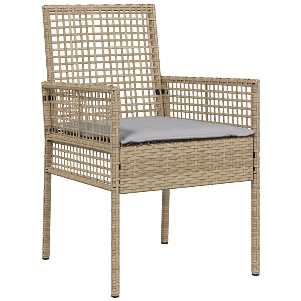 Grote foto vidaxl tuinstoelen 2 st met kussens poly rattan beige tuin en terras tuinmeubelen