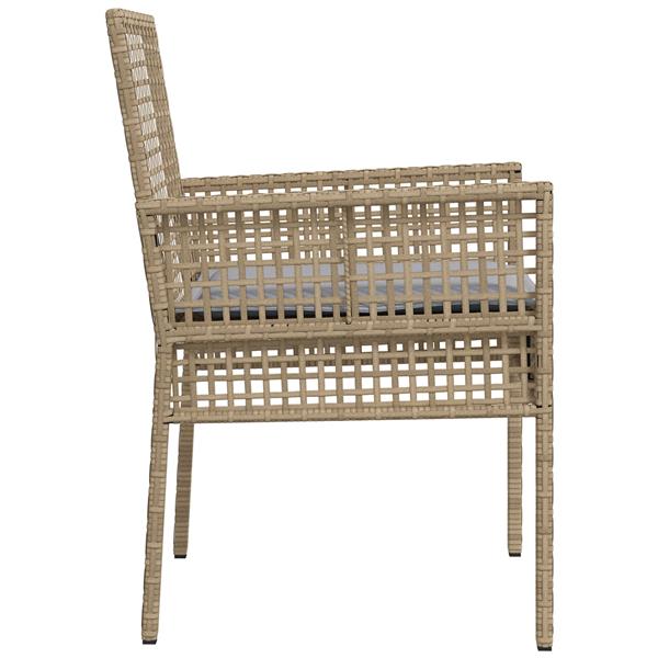 Grote foto vidaxl tuinstoelen 2 st met kussens poly rattan beige tuin en terras tuinmeubelen