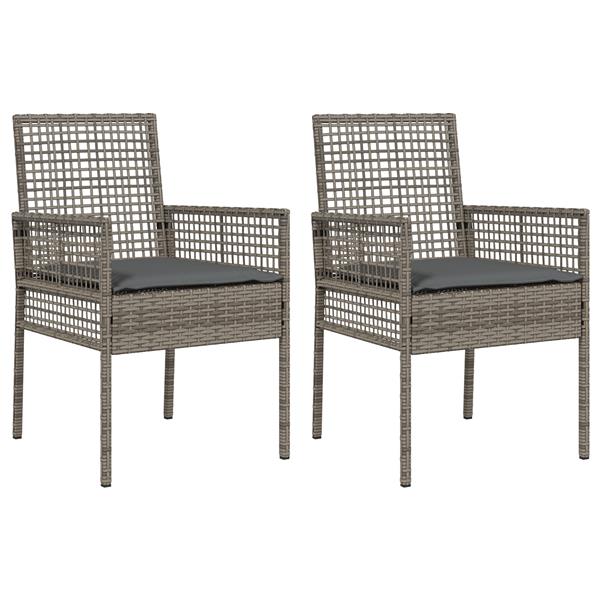 Grote foto vidaxl tuinstoelen 2 st met kussens poly rattan grijs tuin en terras tuinmeubelen