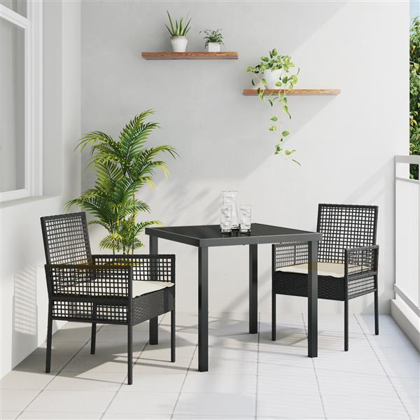 Grote foto vidaxl tuinstoelen 2 st met kussens poly rattan zwart tuin en terras tuinmeubelen
