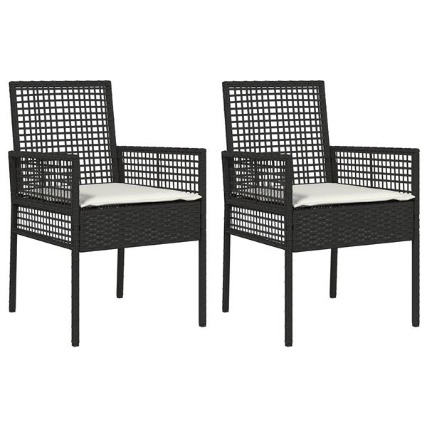 Grote foto vidaxl tuinstoelen 2 st met kussens poly rattan zwart tuin en terras tuinmeubelen