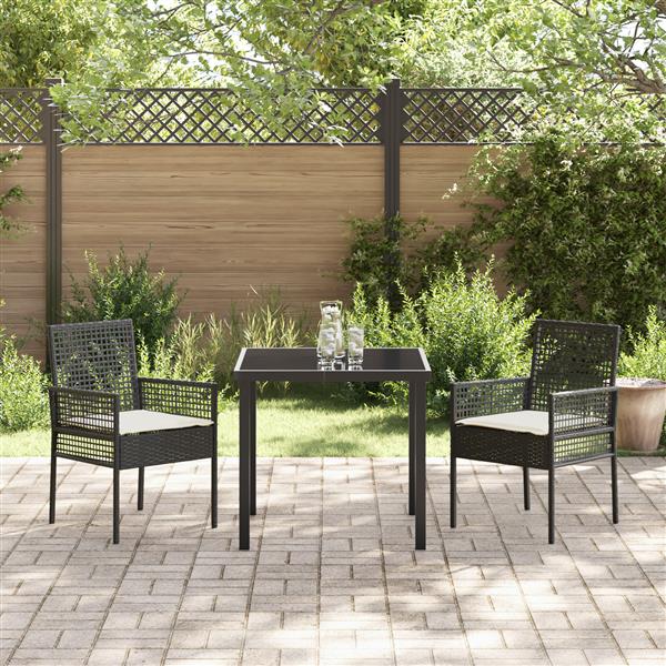 Grote foto vidaxl tuinstoelen 2 st met kussens poly rattan zwart tuin en terras tuinmeubelen