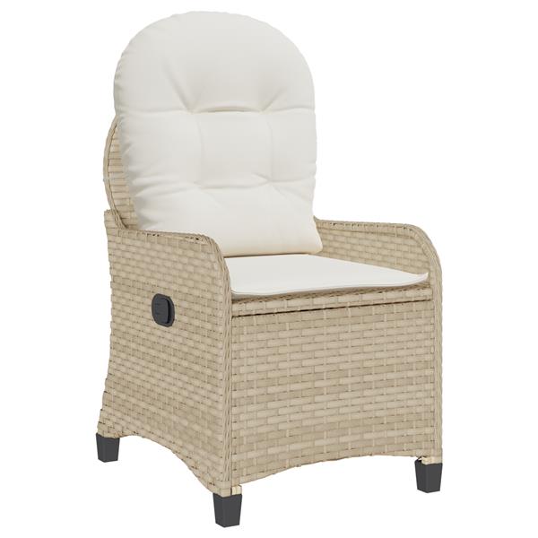 Grote foto vidaxl stoel verstelbaar met kussen poly rattan beige tuin en terras tuinmeubelen