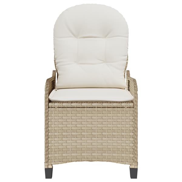 Grote foto vidaxl stoel verstelbaar met kussen poly rattan beige tuin en terras tuinmeubelen