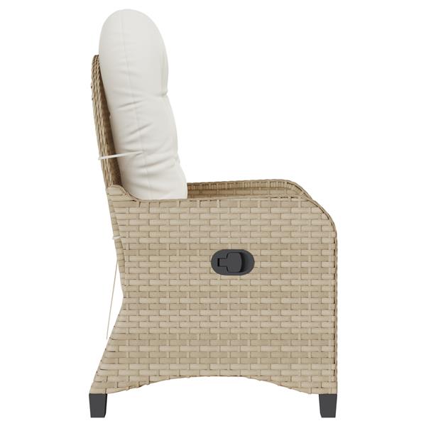 Grote foto vidaxl stoel verstelbaar met kussen poly rattan beige tuin en terras tuinmeubelen