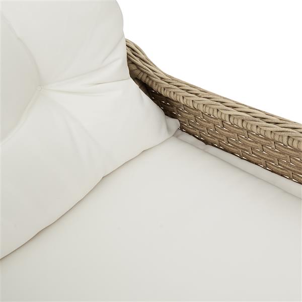 Grote foto vidaxl stoel verstelbaar met kussen poly rattan beige tuin en terras tuinmeubelen