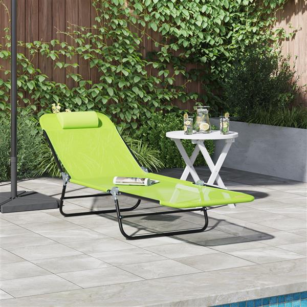 Grote foto vidaxl opvouwbare zonnebed met hoofsteun groen textilene tuin en terras tuinmeubelen