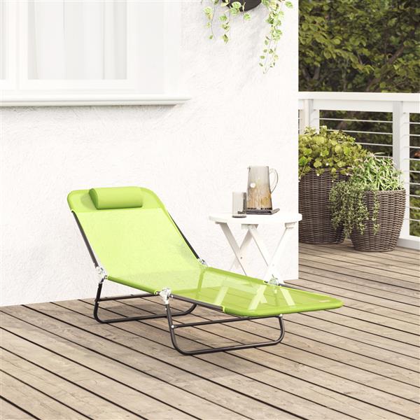 Grote foto vidaxl opvouwbare zonnebed met hoofsteun groen textilene tuin en terras tuinmeubelen