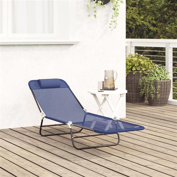 Grote foto vidaxl opvouwbare zonnebank met hoofdsteun marine textileen tuin en terras tuinmeubelen
