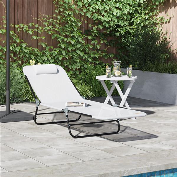 Grote foto vidaxl opvouwbare zonnebank met hoofdkussen cr me textilene tuin en terras tuinmeubelen