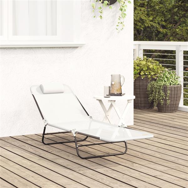 Grote foto vidaxl opvouwbare zonnebank met hoofdkussen cr me textilene tuin en terras tuinmeubelen