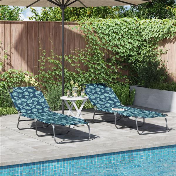 Grote foto vidaxl opvouwbaar ligbed 2 stuks draagbaar bladvorm 600d oxford stof tuin en terras tuinmeubelen