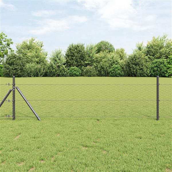 Grote foto vidaxl hexagon schutting grijs 0 5x100 m staal tuin en terras hekken en schuttingen